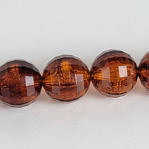 Vtg. Simulated Baltic Amber Lucite Beaded Necklace Cognac Hiidden Box Clasp 29" - Picture 5 of 9